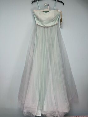 Betsey Johnson Strapless Mint Tulle Party Dress with Rhinestone Waist